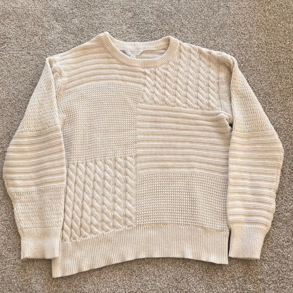 Cream White Knit Cottagecore Sweater Womens L - Picture 4 of 9